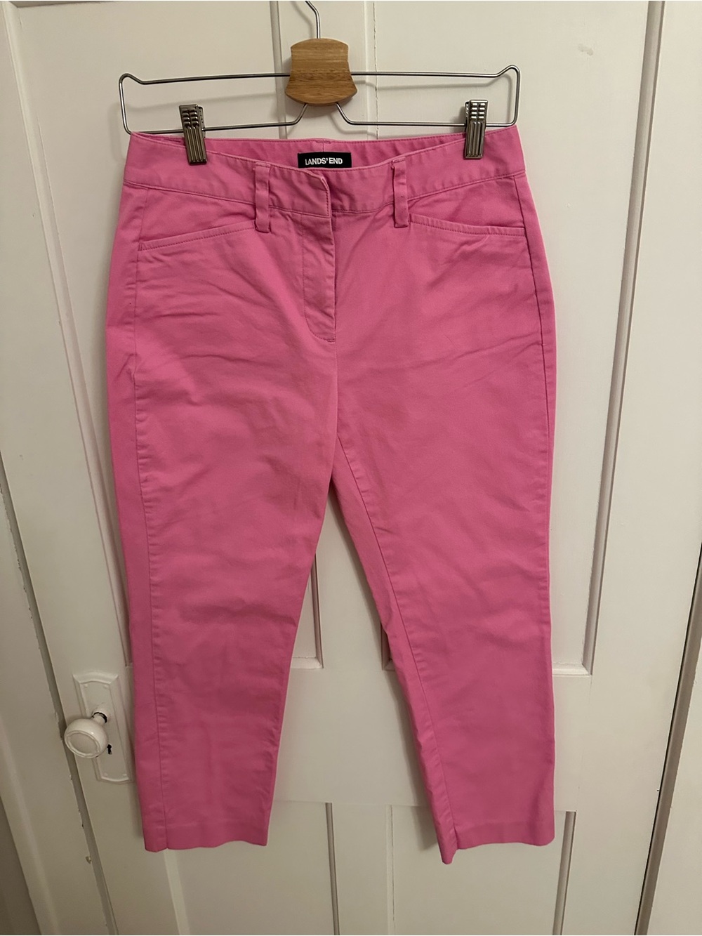 Land’s End size 2 Women’s Chino Trouser, Mid Rise Slim Leg Bubblegum Pink Office